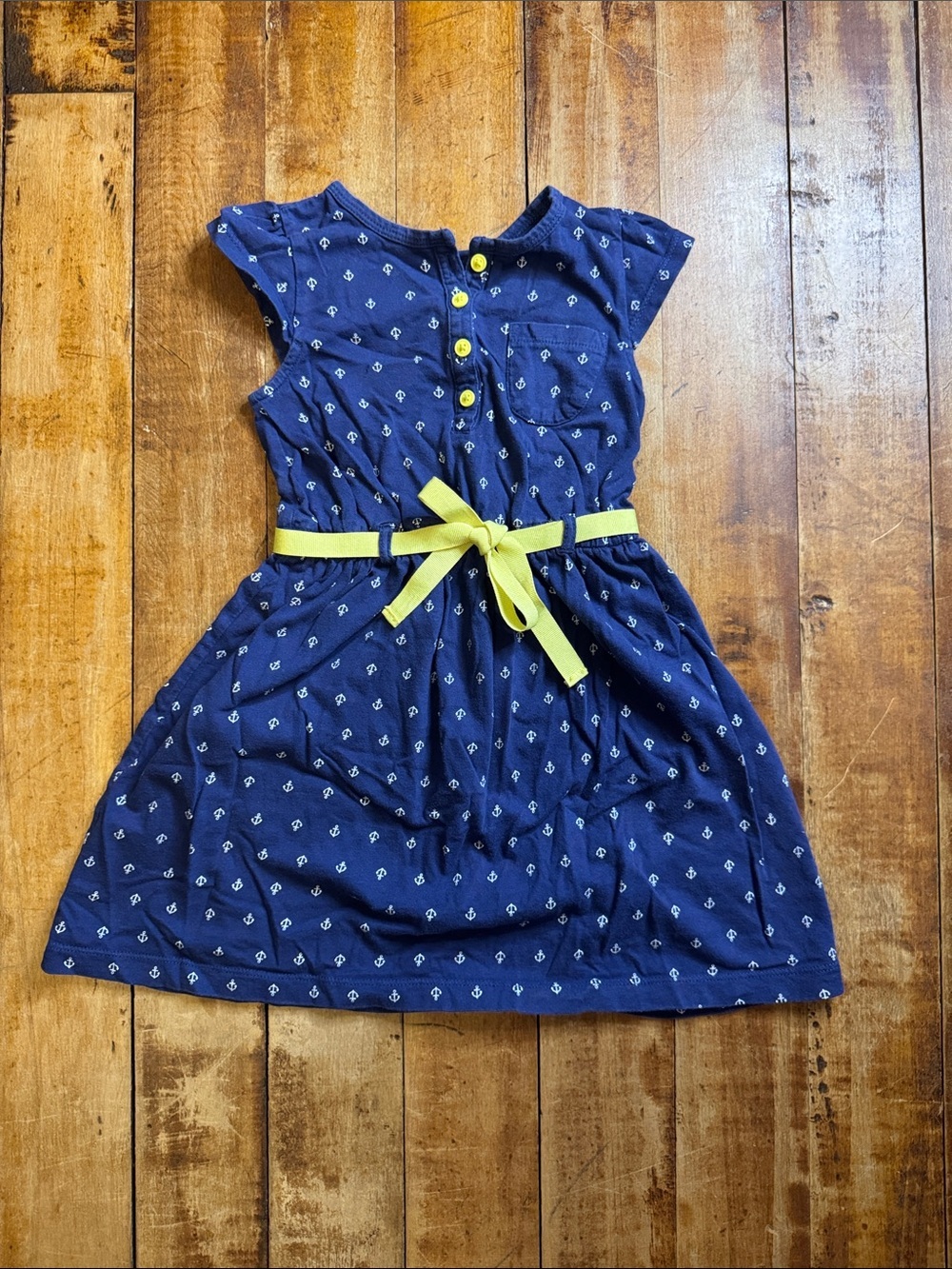 Carters Dress size 4 navy blue anchor nautical cotton summer vacation beach